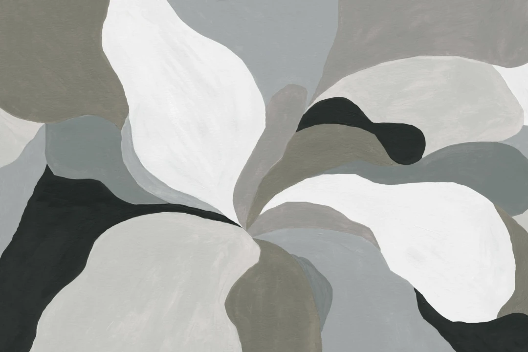 Neutral Abstract Magnolia Flower Mural