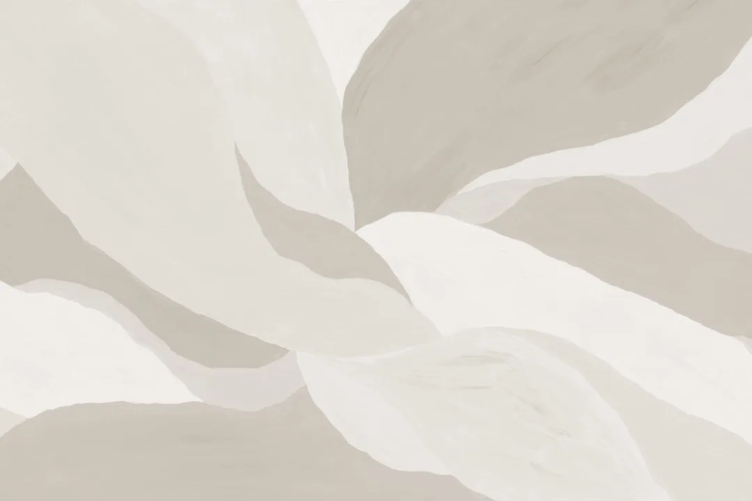 Beige Abstract Painted Leaf Mural