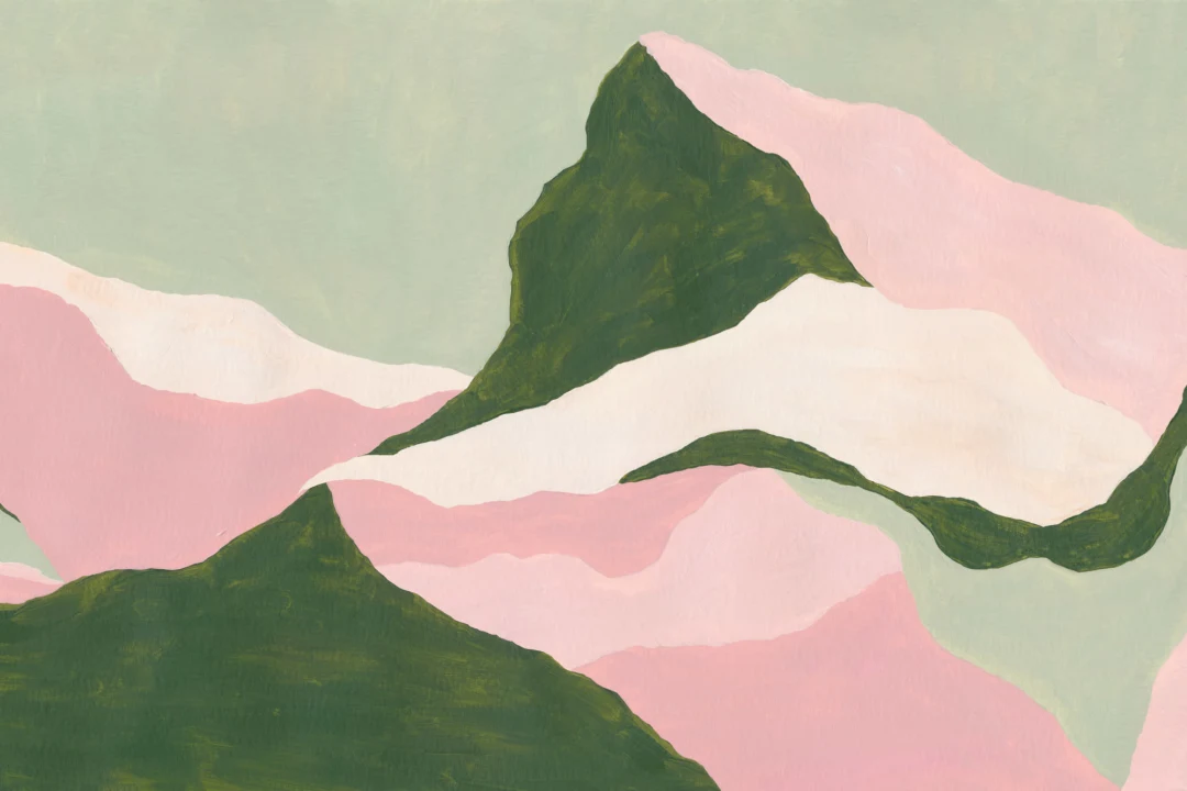 Green Abstract Mountain Mural