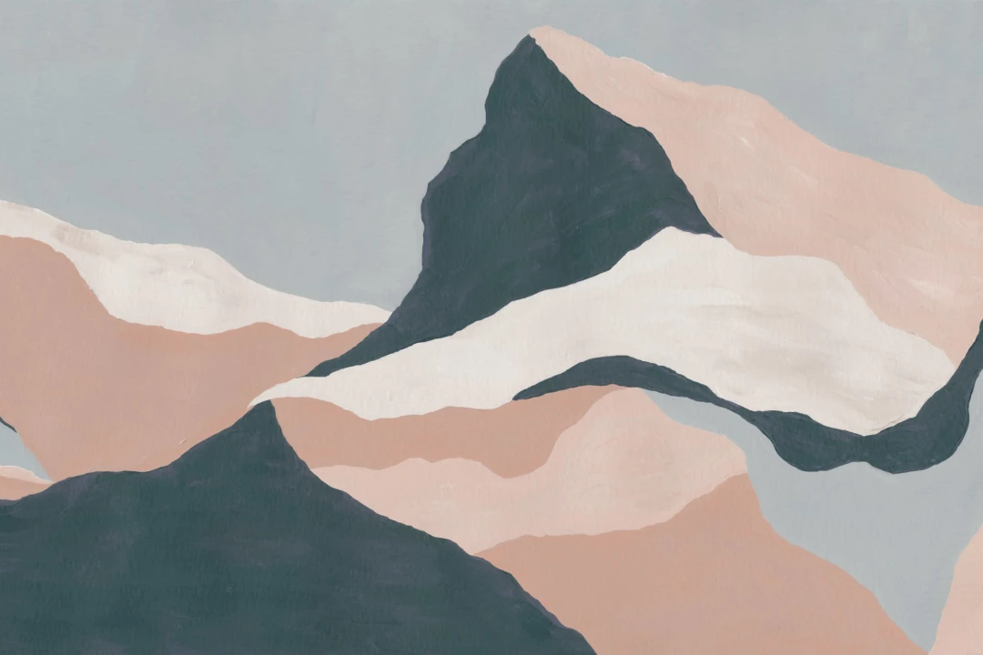 Peach Abstract Mountain Mural