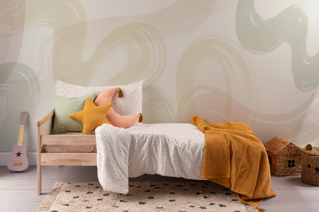 Pastel Abstract Swirl Brush Strokes Mural