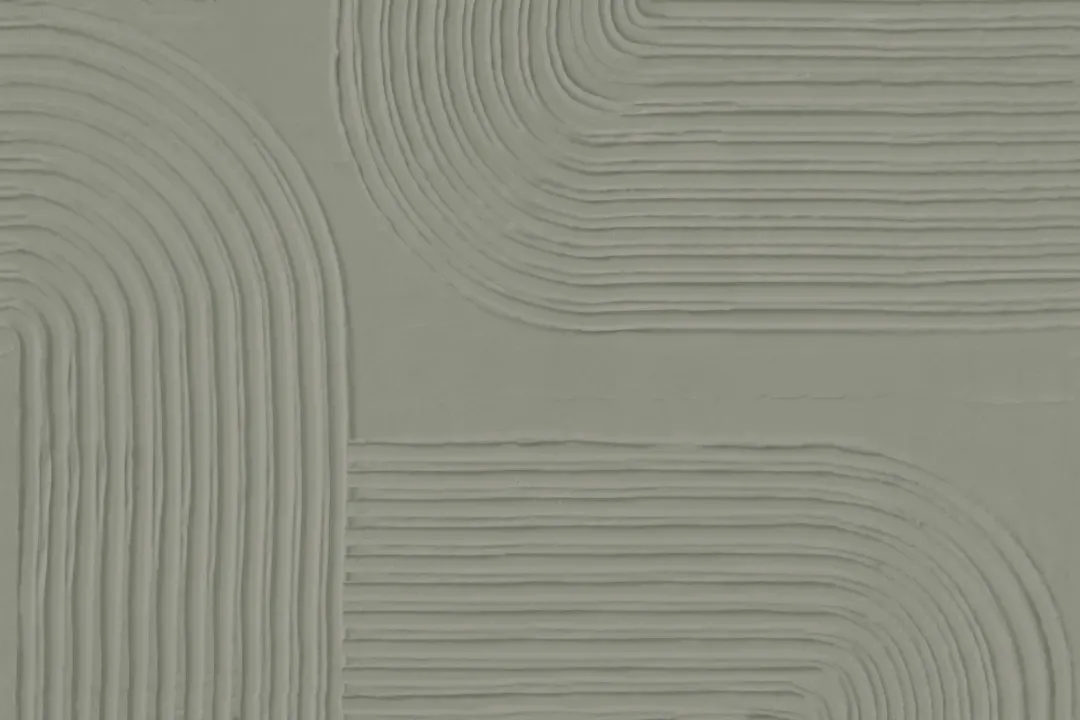 Murales de Papel Pintado de líneas curvas abstractas esculpidas en verde