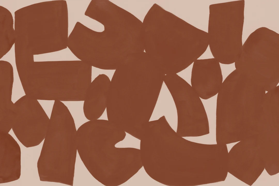 Terracotta Abstract Hand Painted Shapes Mural