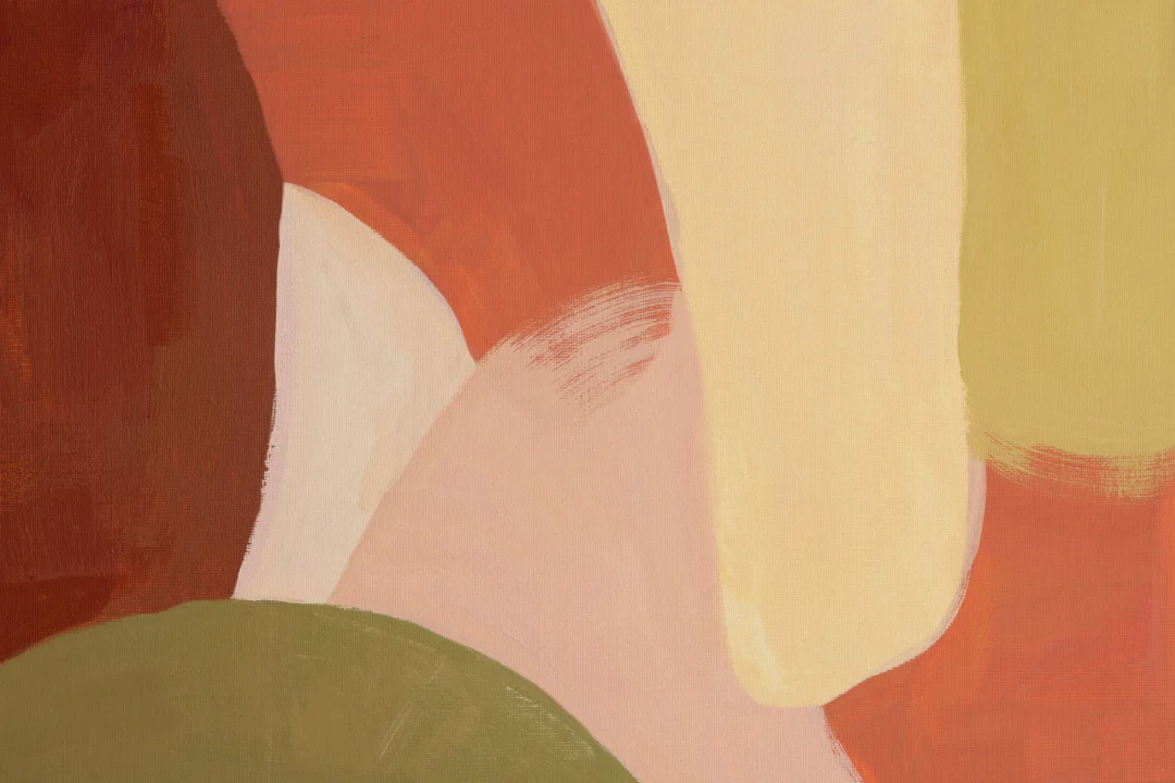 Painted Bold Abstract Mural in Warm Terracotta