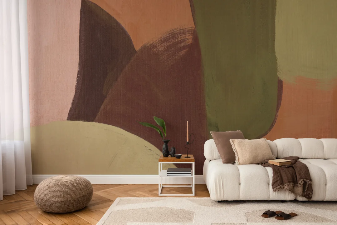 Painted Bold Abstract Mural in Rich Earthy Tones