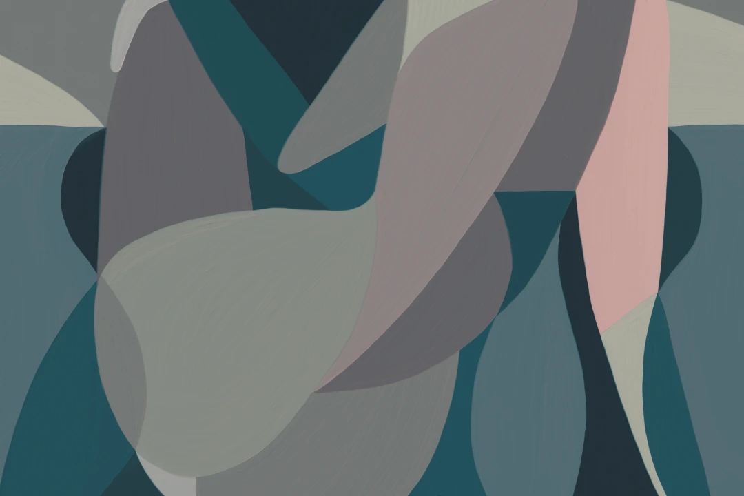 Female Form Abstract Shapes Mural in Blue