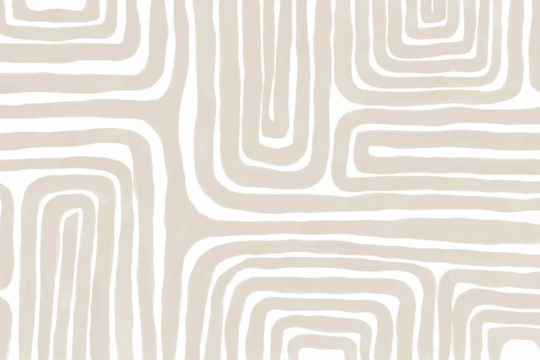 Handmålat labyrintmönster Modern geometrisk mural-tapeter i beige