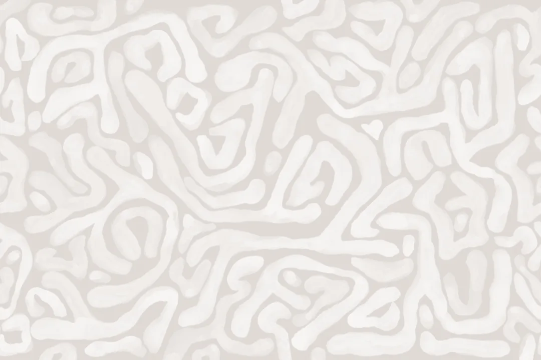 Mural de papel pintado a mano con motivos orgánicos en beige