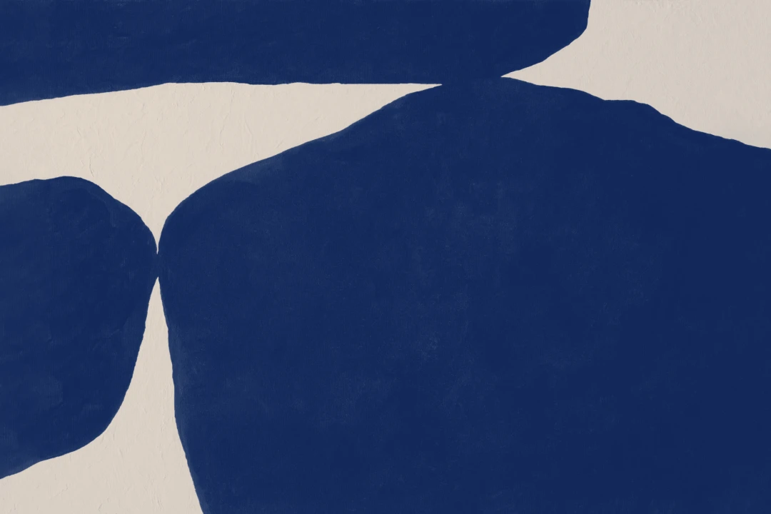 Bold Minimal Abstract Shapes Wall Mural in Blue with Textured Plaster Effect