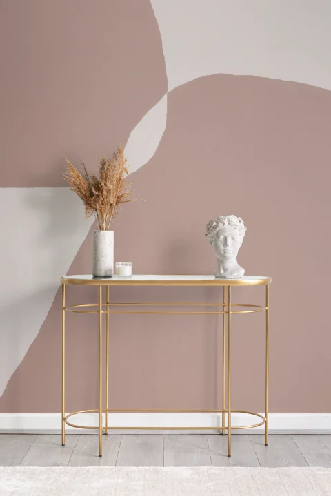 Moderno mural de papel pintado de formas abstractas en tonos rosas