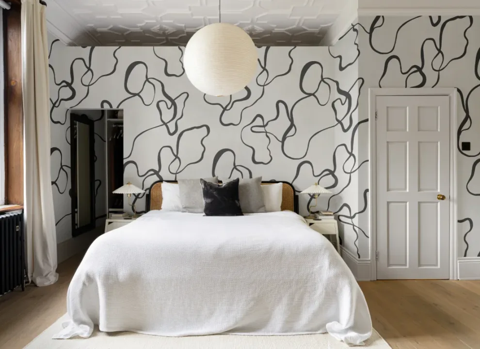Negru Modern Abstract Scribble Desen tapet Mural