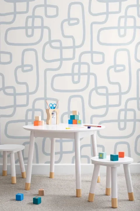 Light Blue Abstract Lines Repeat Pattern Wallpaper