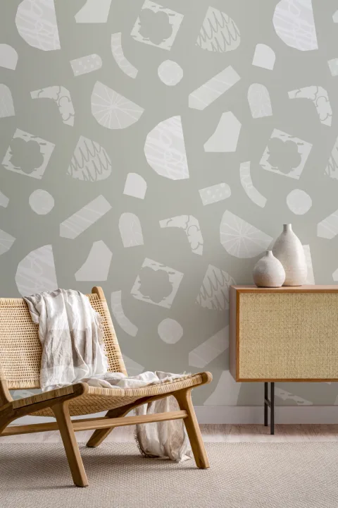 Sage Green Collage Wallpaper