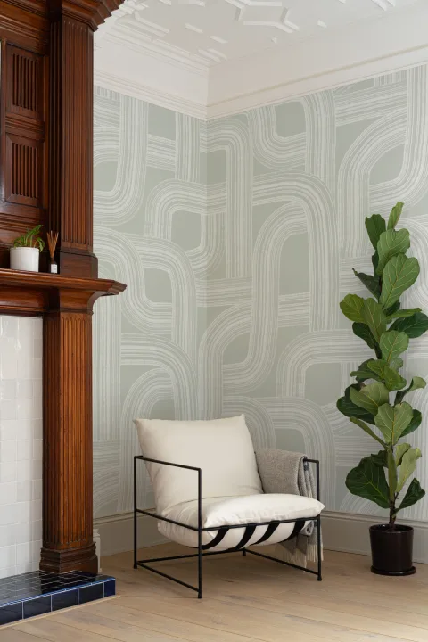 Green Minimalist Lines Wall Mural