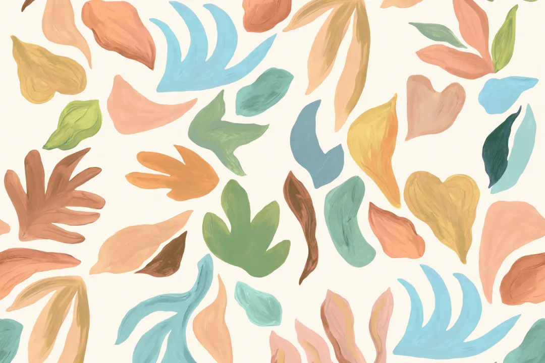 Pastel Abstract Leaves Multicolor Pattern Mural