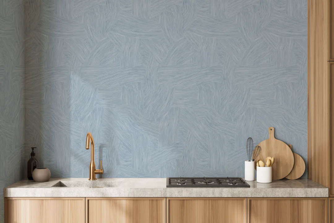 Papel de parede do Blue Layered Curved Shapes