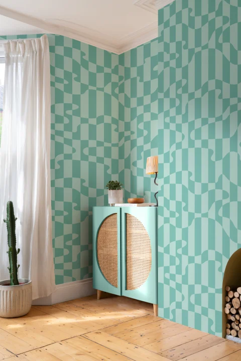 Elizabeth Olwen Stripescape Blue Mural