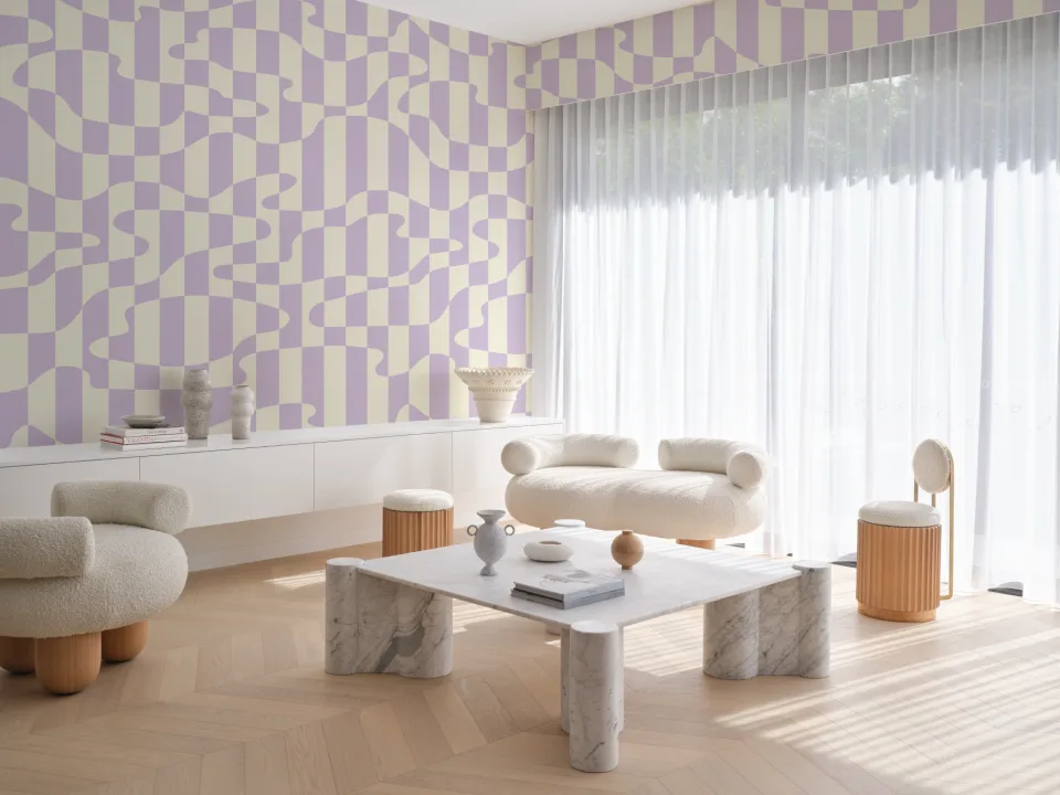Elizabeth Olwen Stripescape Purple Mural