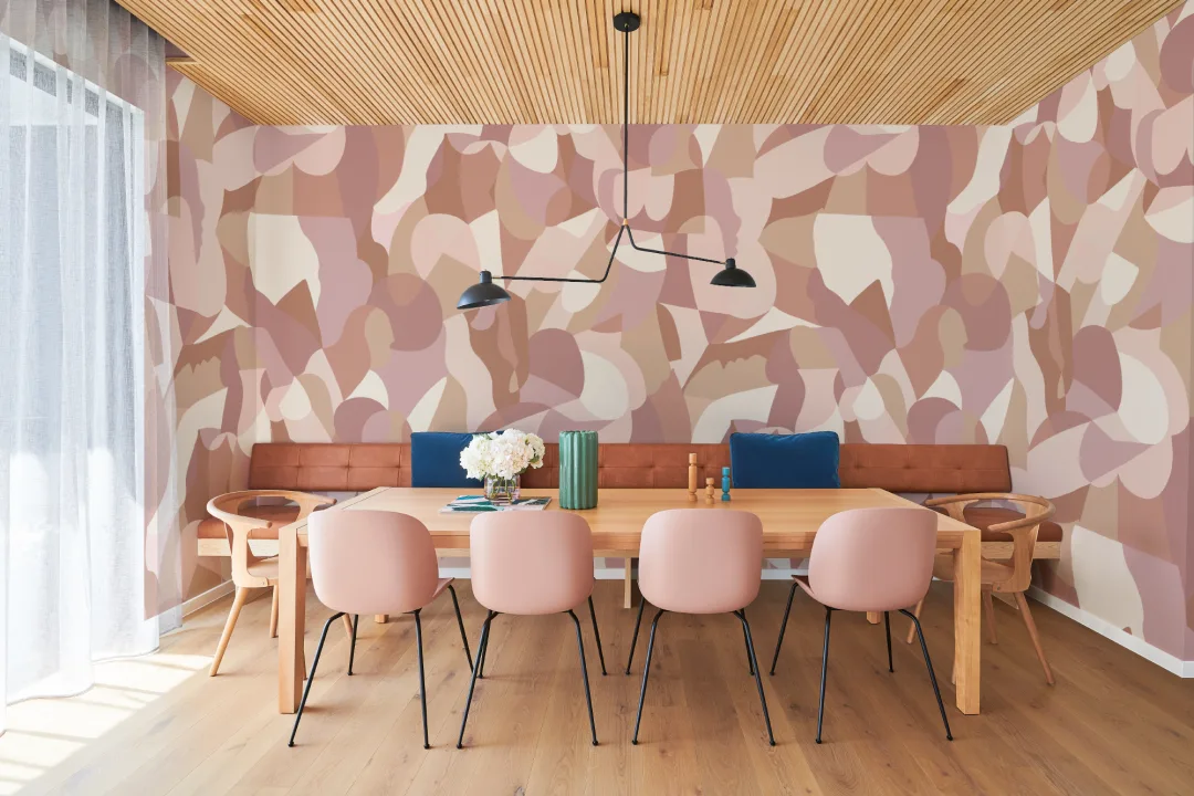 Abstrakt mural-tapeter i kubistisk mänsklig form i varma toner