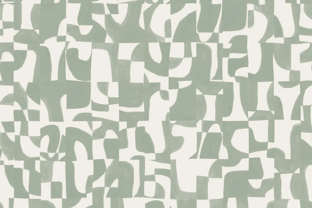 Modern Sage Abstract Mural-tapeter med handskurna former och texturerad effekt