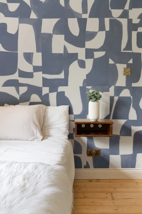 Abstract Geometric Pattern Wall Mural in Cool Blue