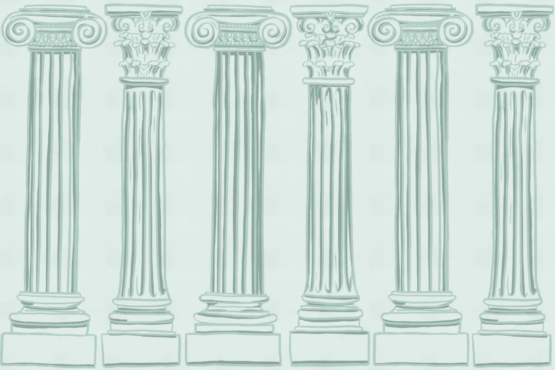 Mint Green Ancient Greek Columns Wallpaper Mural