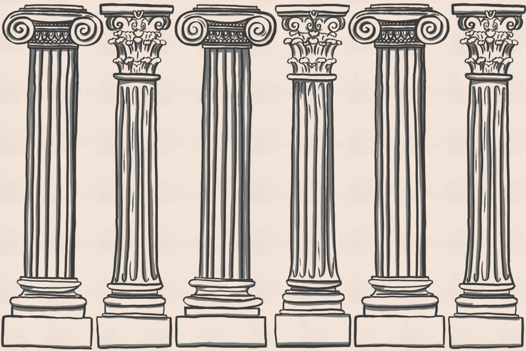 Black & Neutral Ancient Greek Columns Wallpaper Mural