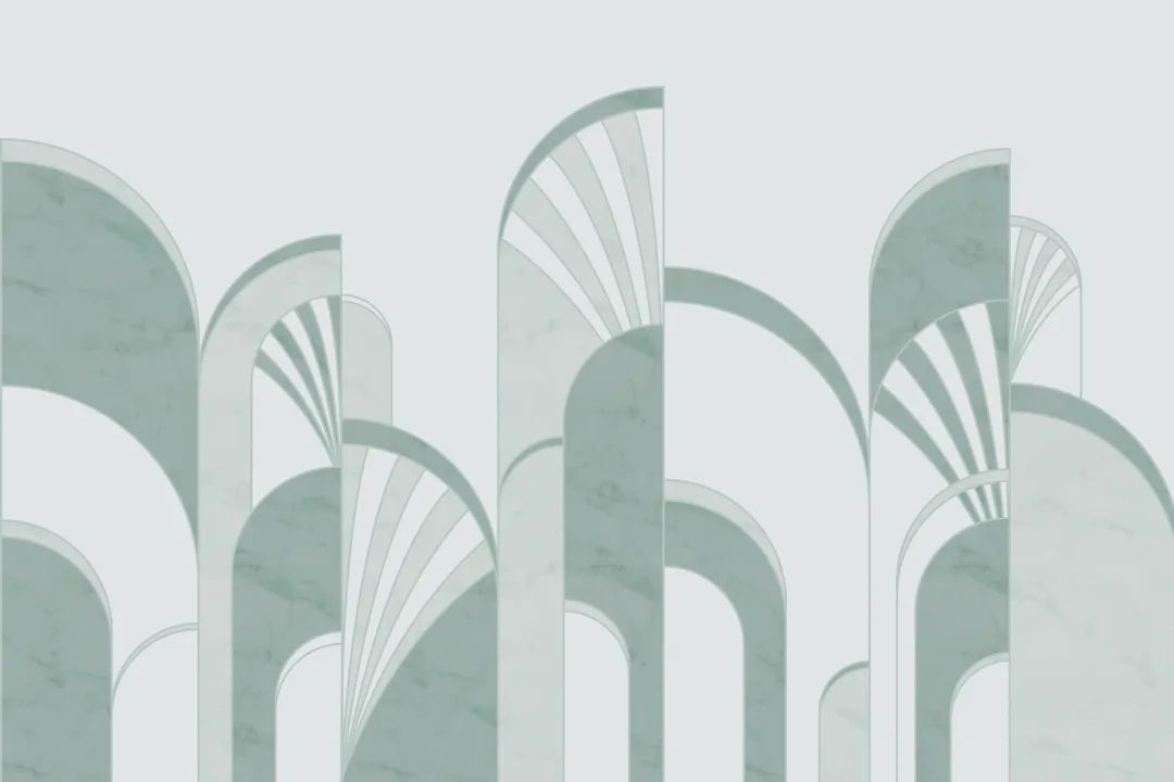 Green Art Deco Print Arches Wallpaper Mural