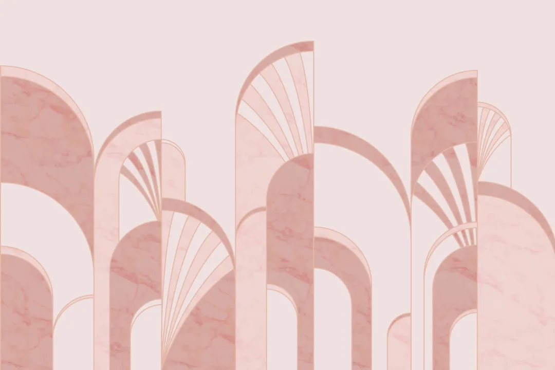 Pink Art Deco Print Arches Wallpaper Mural
