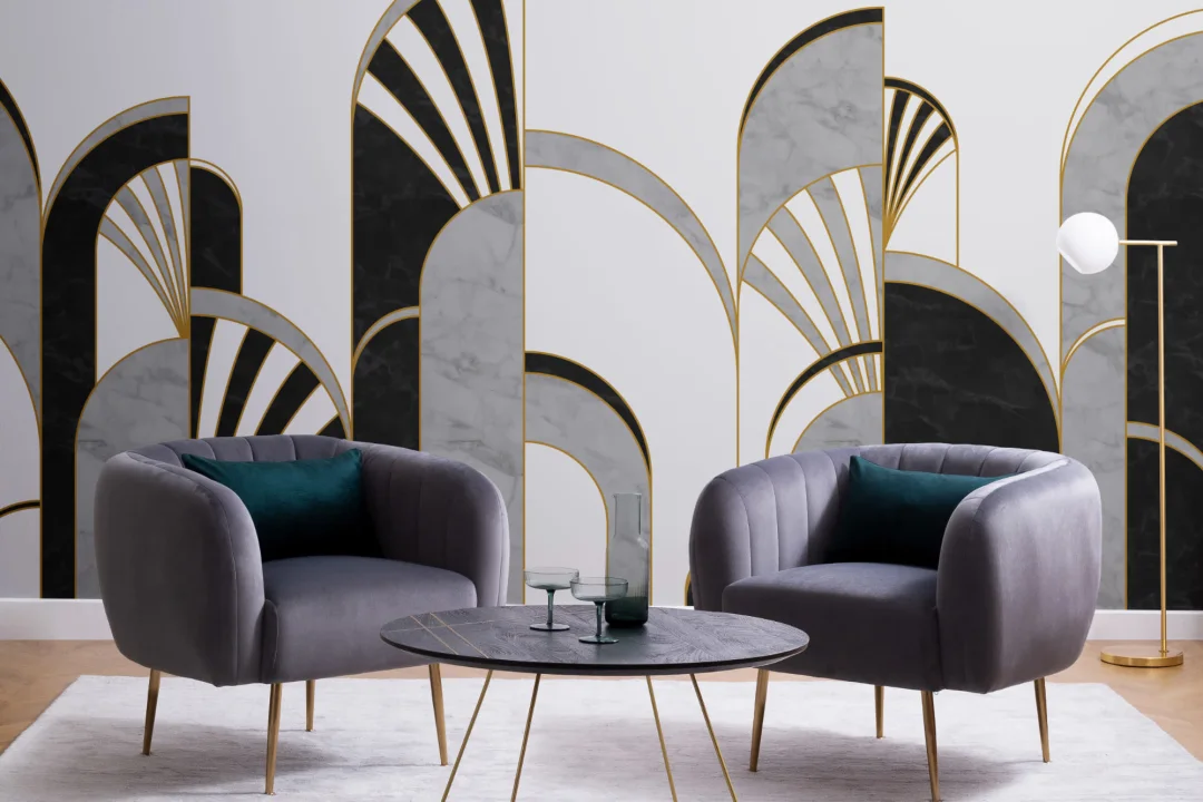 Black, White & Gold Art Deco Wallpaper Mural