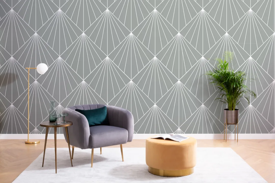 Gray Geometric Art Deco Print Wallpaper Mural