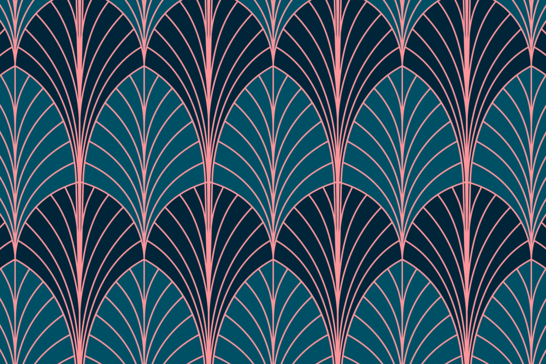 Papier Peint Bleu aux Feuilles de Palmier Art Déco