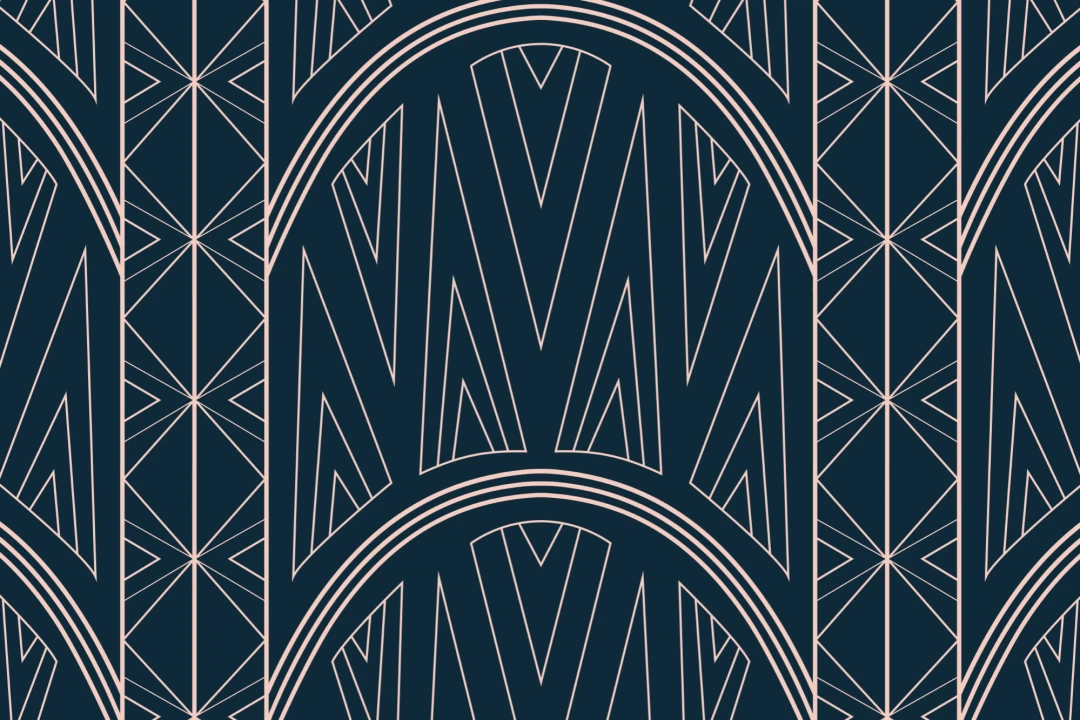 Blue Art Deco Chrysler Building Pattern Wallpaper Mural