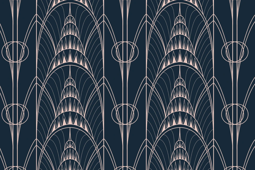 Blå Art Deco Chrysler arkitektonisk mønster fototapet