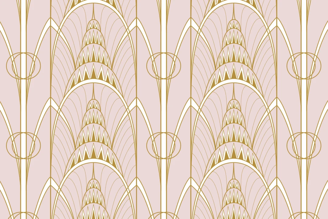 Pink Art Deco Chrysler Architectural Pattern Wallpaper Mural