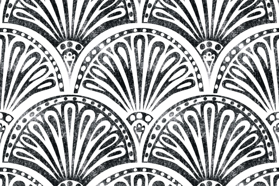 Black Art Deco Fan Pattern Wallpaper Mural