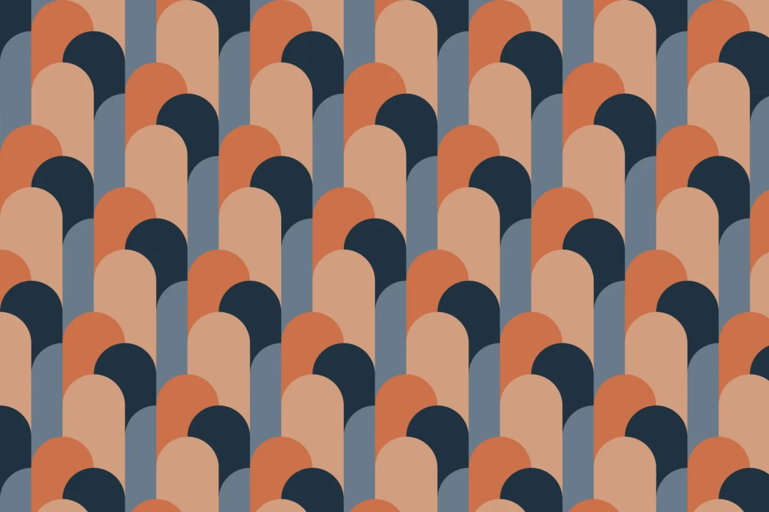 Blue Art Deco Arches Repeat Print Wallpaper Mural