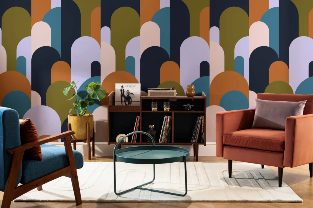 Multicolour Art Deco Arches Repeat Print Wallpaper Mural
