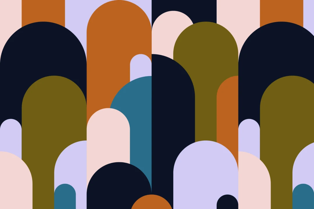 Multicolour Art Deco Arches Repeat Print Wallpaper Mural
