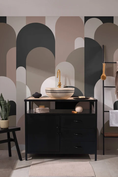 Neutral Art Deco Arches Repeat Print Wallpaper Mural