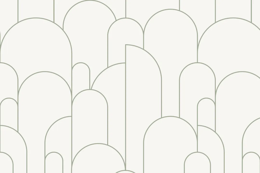Cream Art Deco Arch Outlines Wallpaper Mural