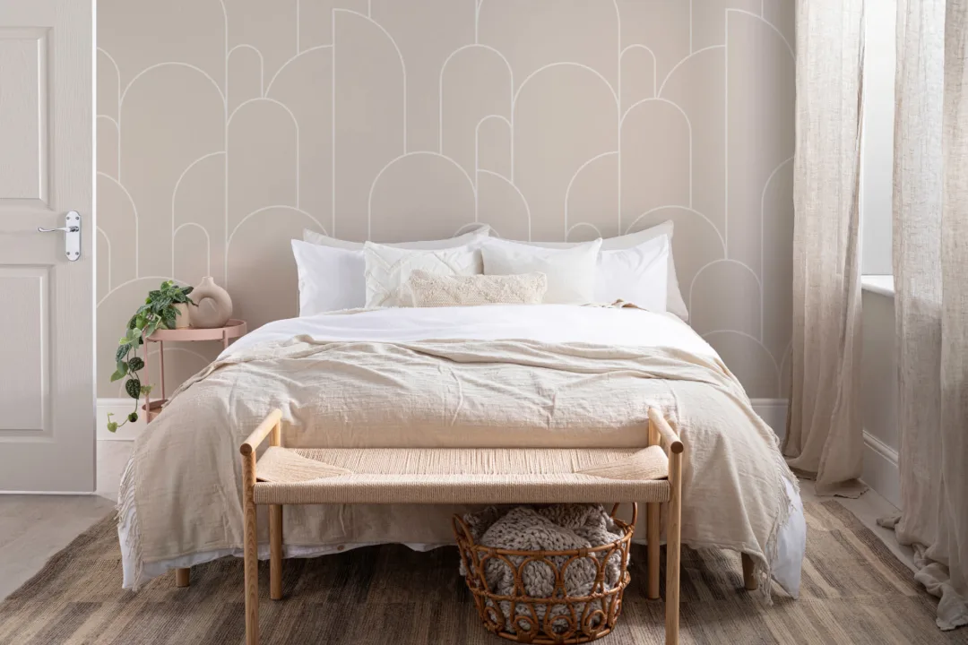 Roz Art Deco arc contururi Wallpaper Mural