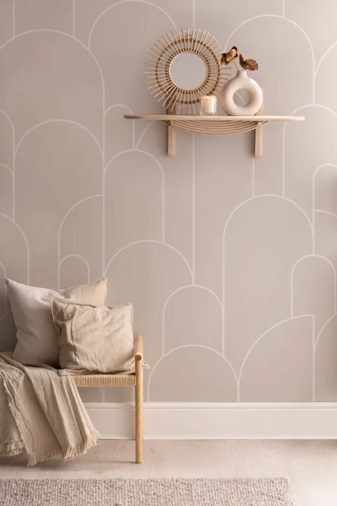 Pink Art Deco Arch Outlines Wallpaper Mural