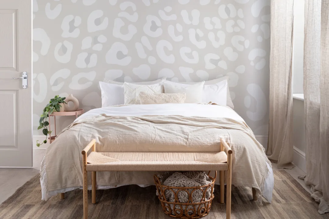 Off White Leopard Print Wallpaper Mural