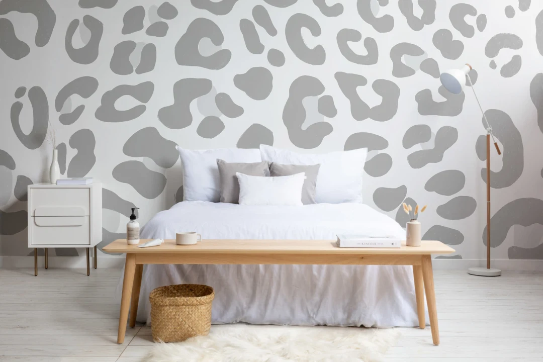 Mural Papel Pintado Estampado Leopardo Gris