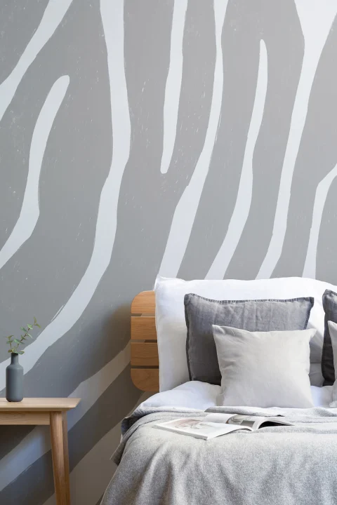 Gray Zebra Print Wallpaper Mural