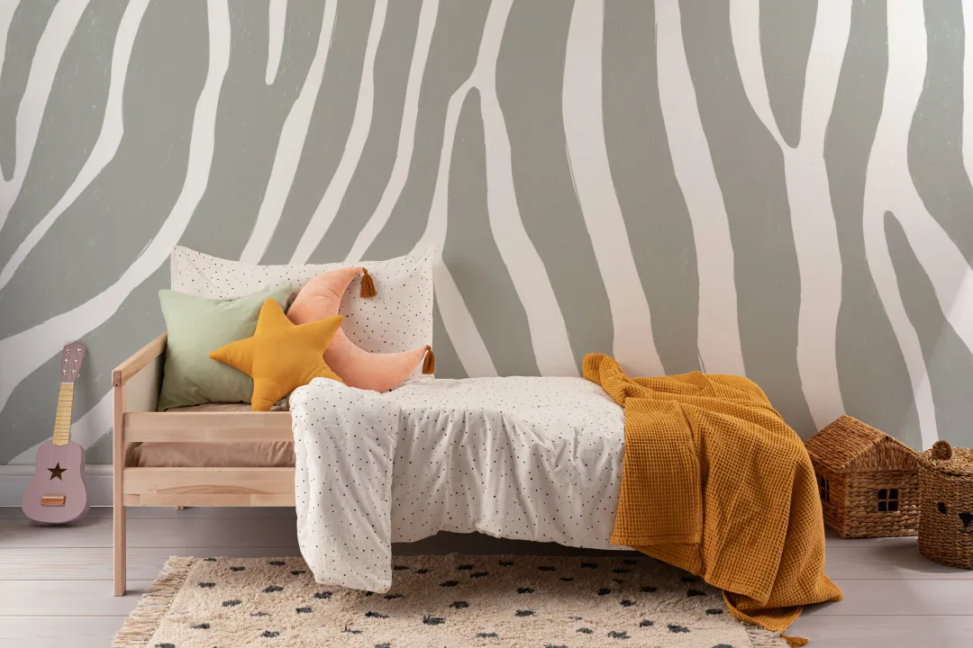 Gray Zebra Print Wallpaper Mural