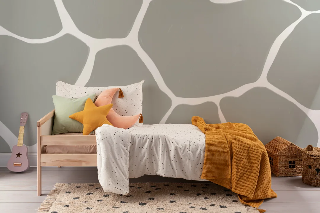 Gray Giraffe Print Wallpaper Mural