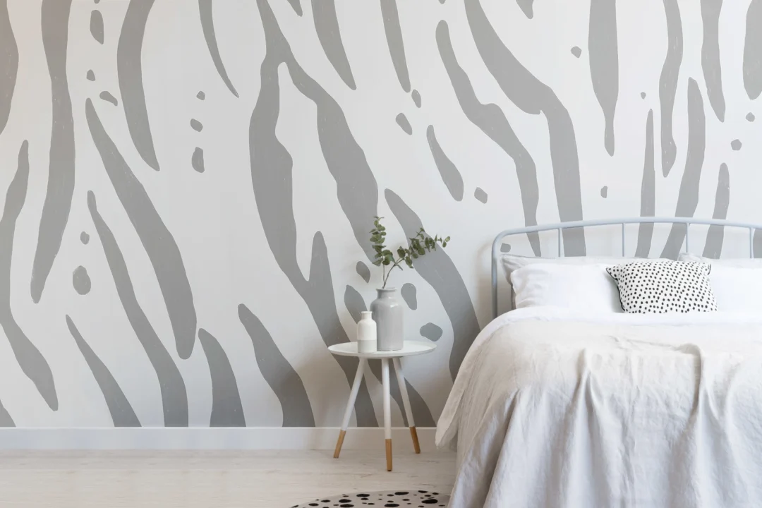 Gray Tiger Print Wallpaper Mural