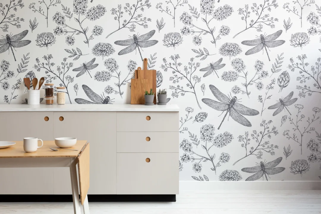 Dragonfly Illustration Wallpaper Mural
